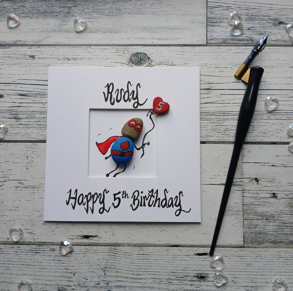 Personalised 5th birthday card for boy, Superhero birthday card